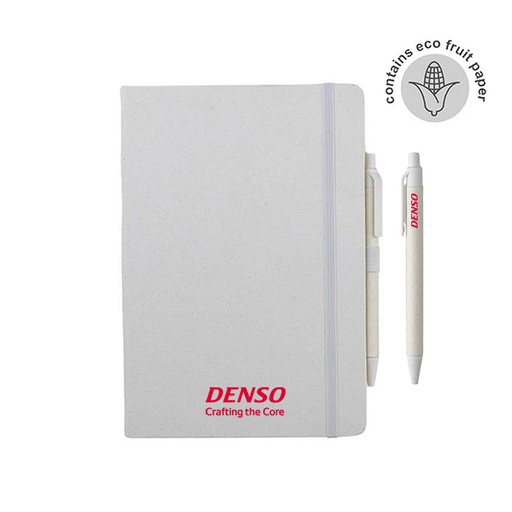[DNSO 004] DENSO A5 Hard Cover Notebook & Pen Set - Corn Paper