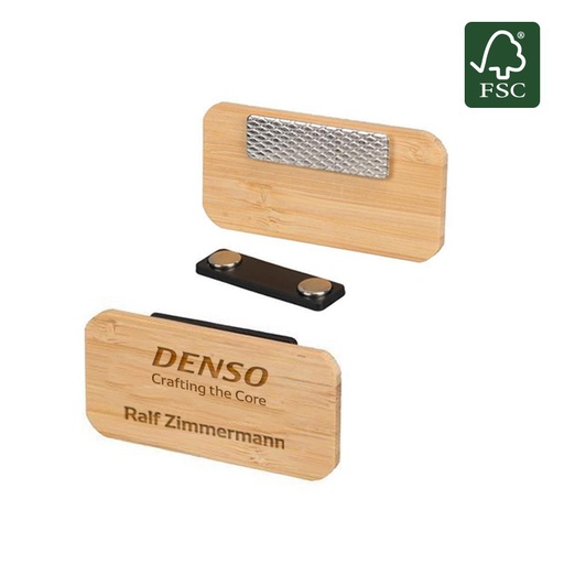 [DNSO 013] DENSO FSC-certified Sustainable Bamboo Name Badge with Magnet