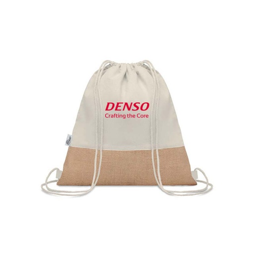 [DNSO 120] DENSO GRS-certified Recycled Cotton & Jute Drawstring Bag - Natural