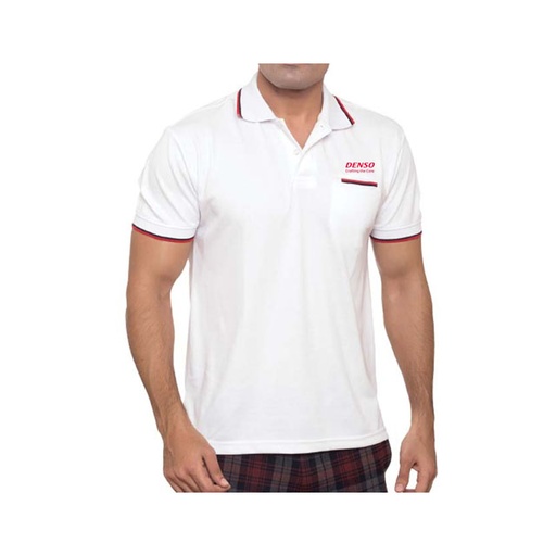 [DNSO 131] DENSO DryNCool Polo Shirt with UV protection - White- Red/Navy
